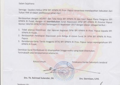 DPW BPI KPNPA RI PROV. PAPUA DIBEKUKAN OLEH DPP.